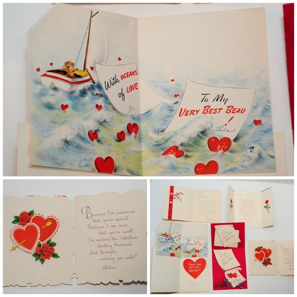 VTG Valentine's Day Folded Card Lot of 7, HUSBAND - Picture 7 of 8